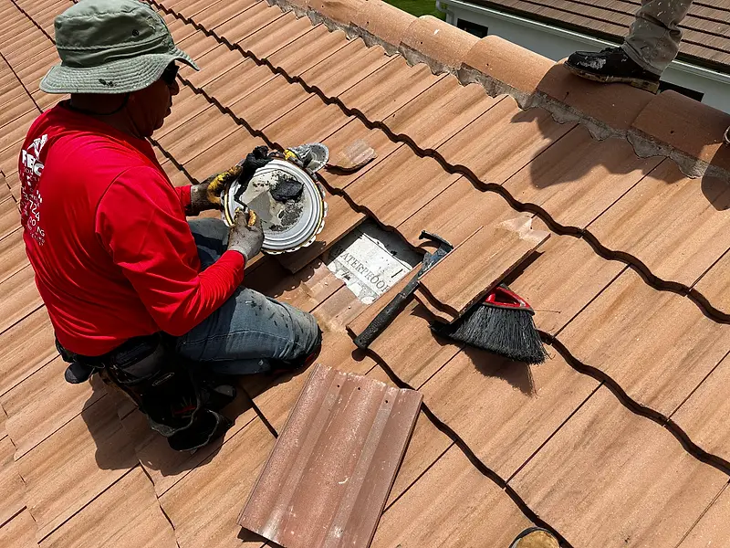 Remco roofer cutting tile to fit